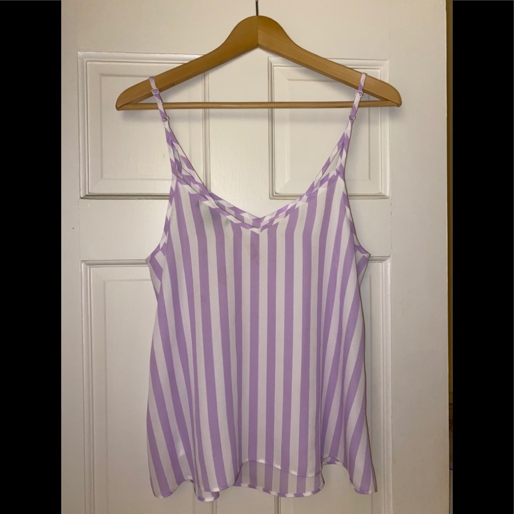 Purple and white striped tank top